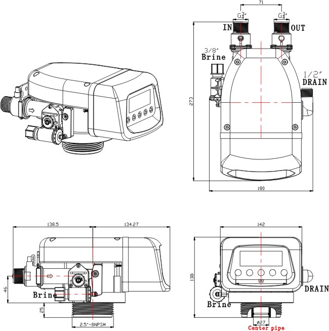 GR2-1 control valve dimensions